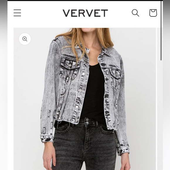 NWT vervet Escala - Distressed Black Acid Wash Classic Crop Jacket - Picture 3 of 5